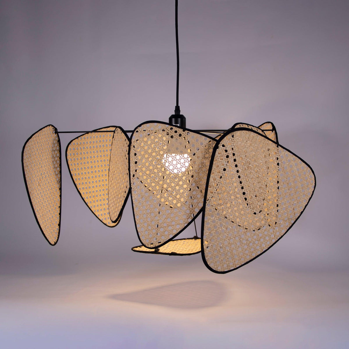 Ariinora hanglamp met rotan en swag industriële stijl