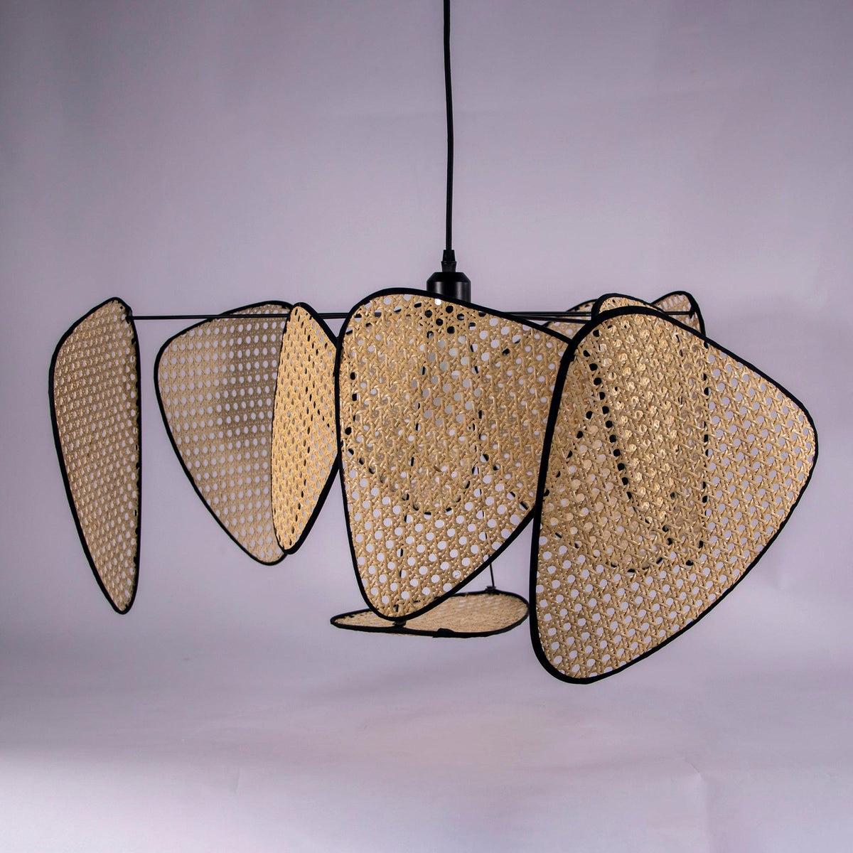 Ariinora hanglamp met rotan en swag industriële stijl