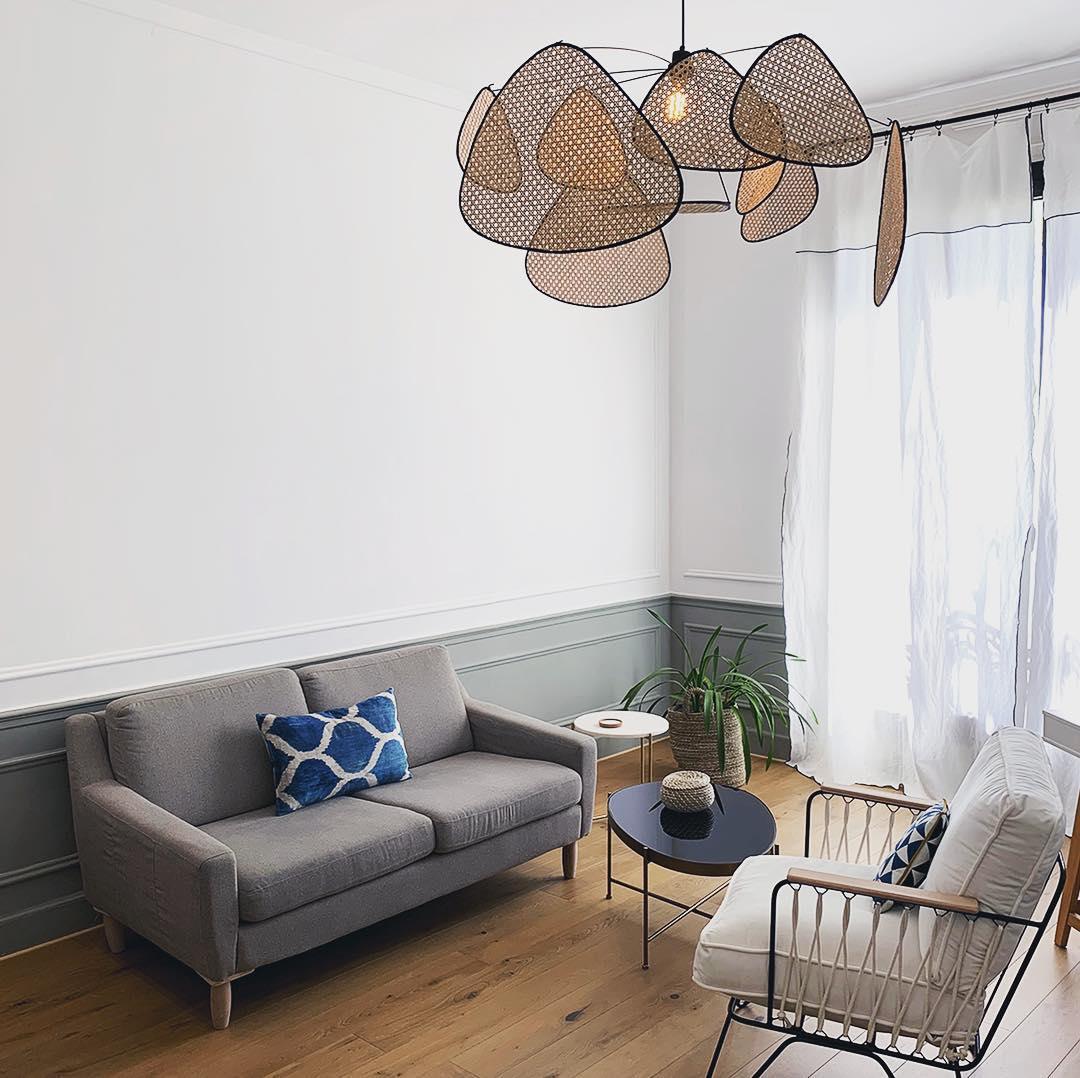 Ariinora hanglamp met rotan en swag industriële stijl