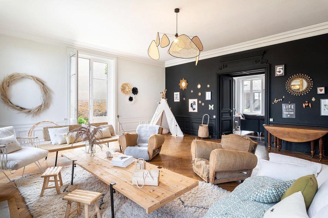 Ariinora hanglamp met rotan en swag industriële stijl