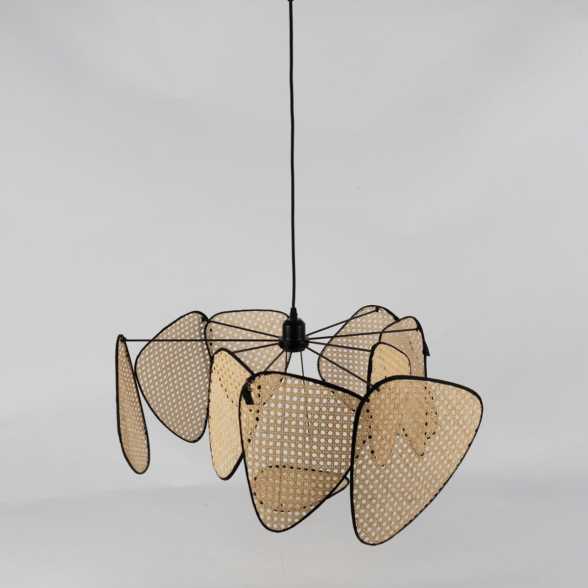 Ariinora hanglamp met rotan en swag industriële stijl