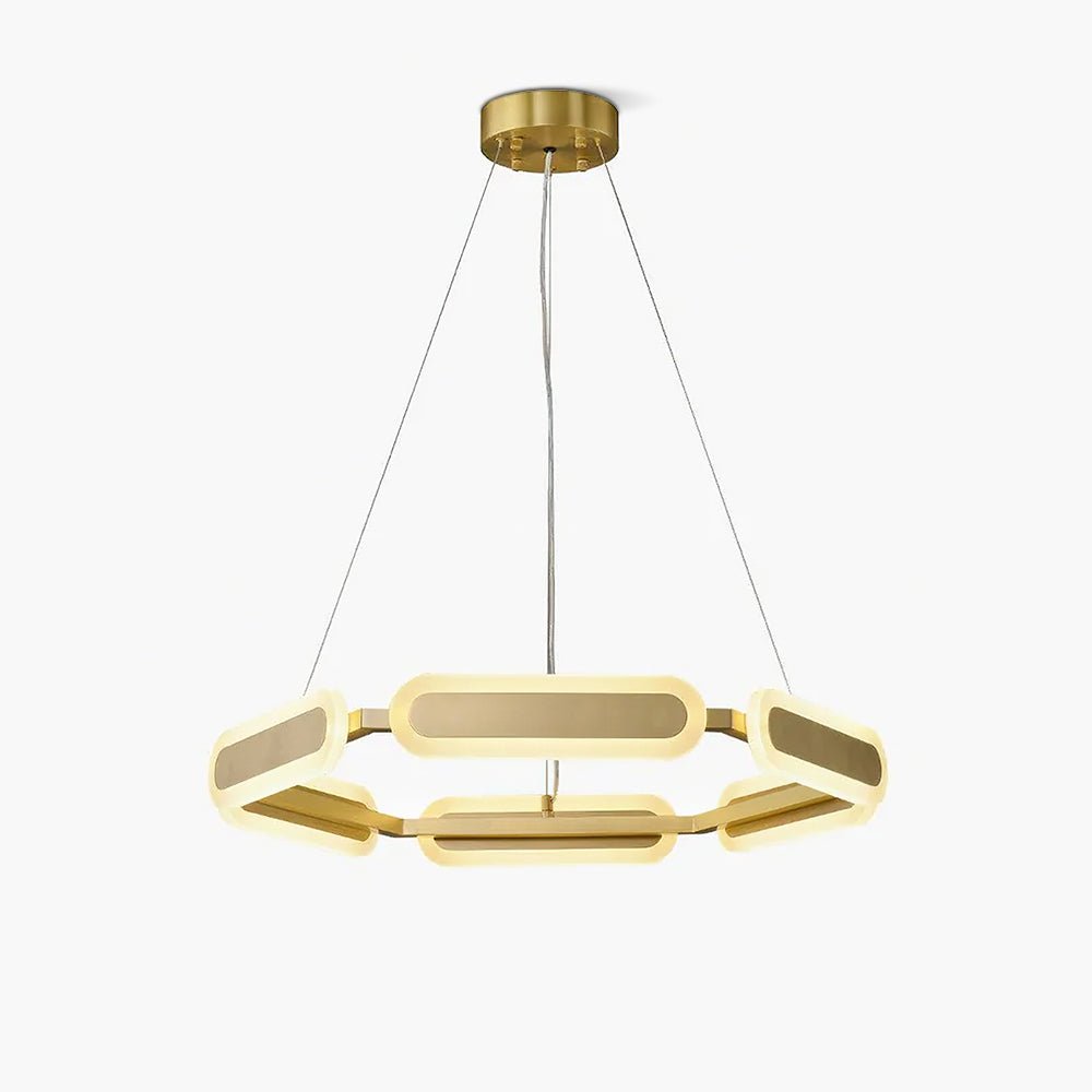 Din kroonluchter met geometrische messing ring