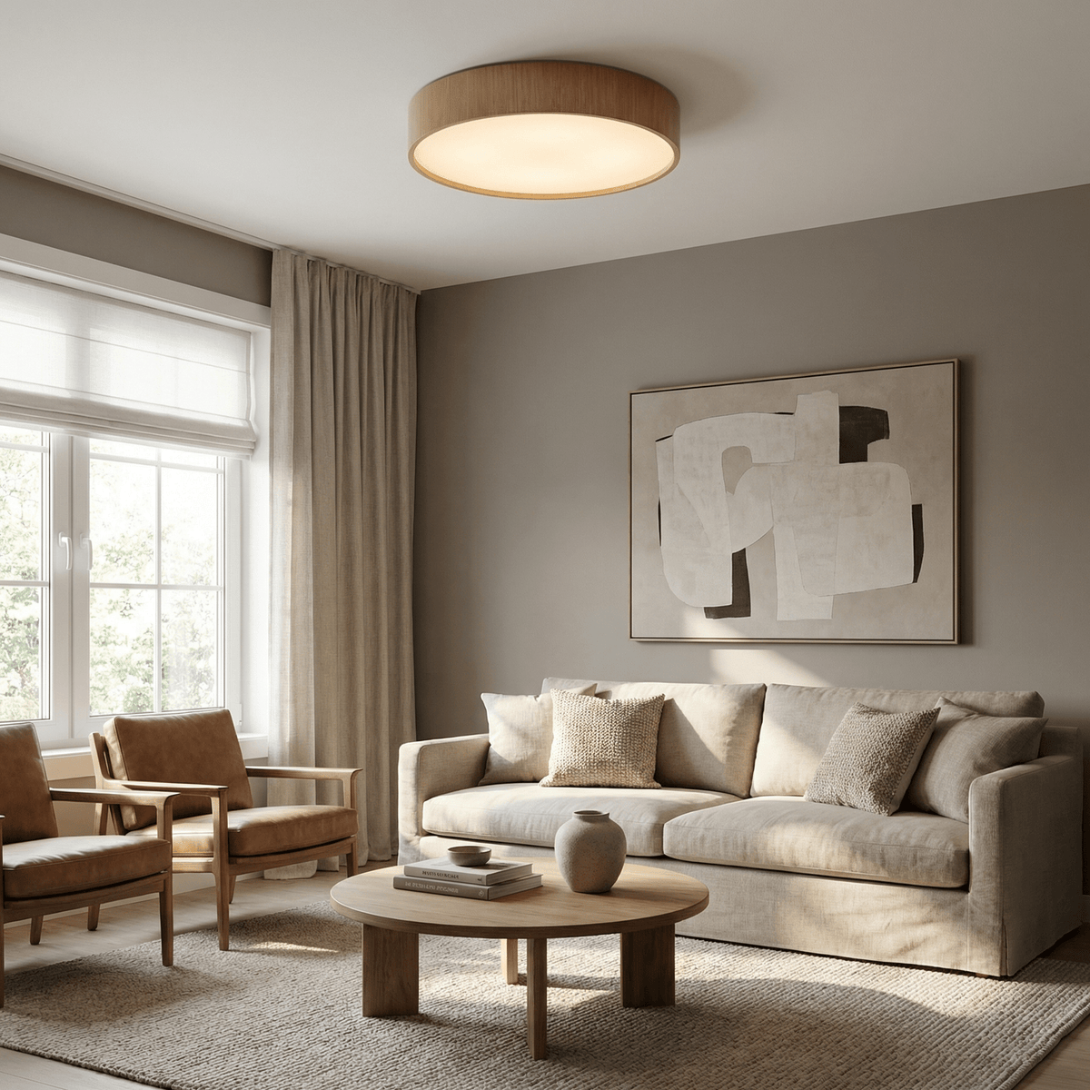 Miriena plafondlamp met zuiver houten frame