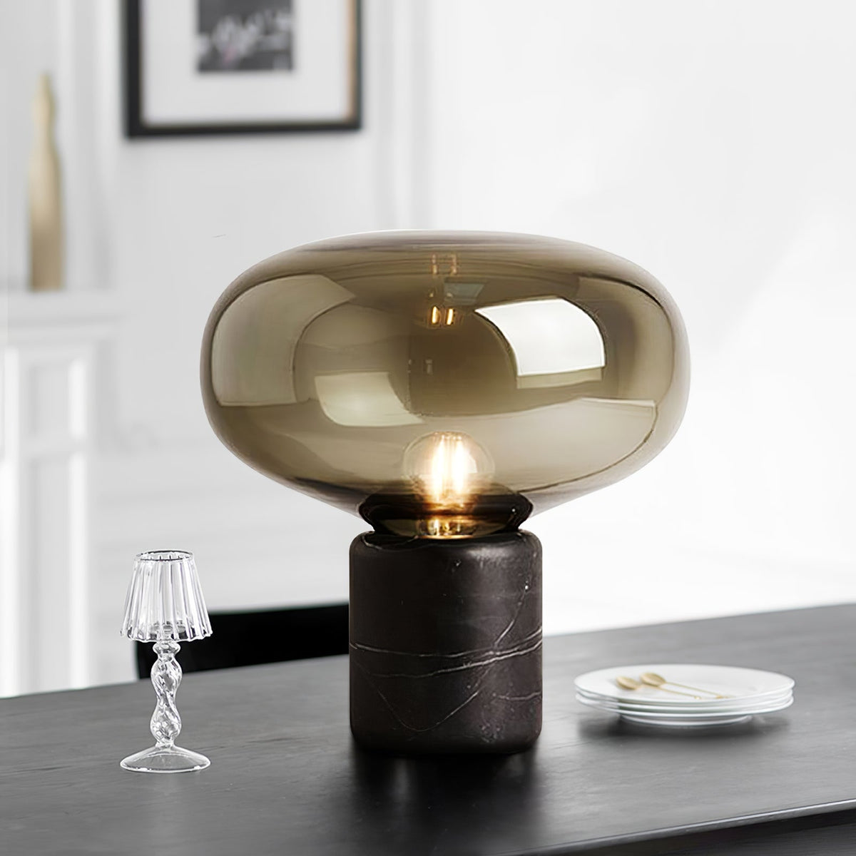 Rova Industriële tafellamp van marmer