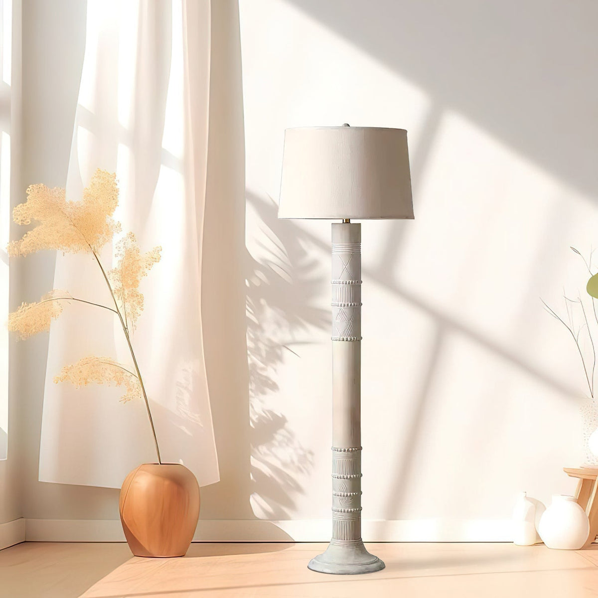 Eldon Rustic Houten vloerlamp