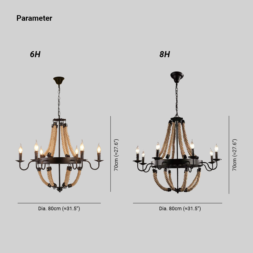 Epoch Industriële LED Hanglampen Metaal/Touw Zwart Woonkamer/Bar
