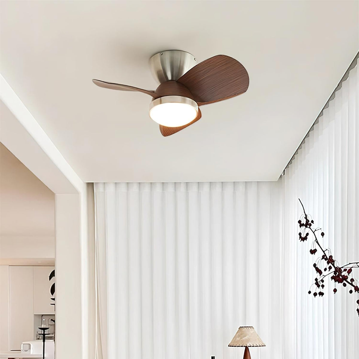Rinerel Moderne plafondventilator met verlichting van walnoothout