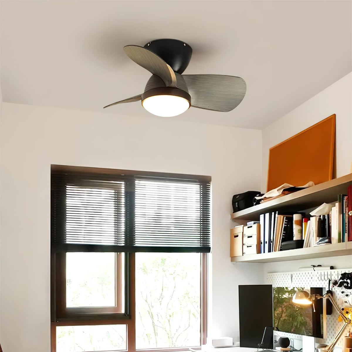 Rinerel Moderne plafondventilator met verlichting van walnoothout