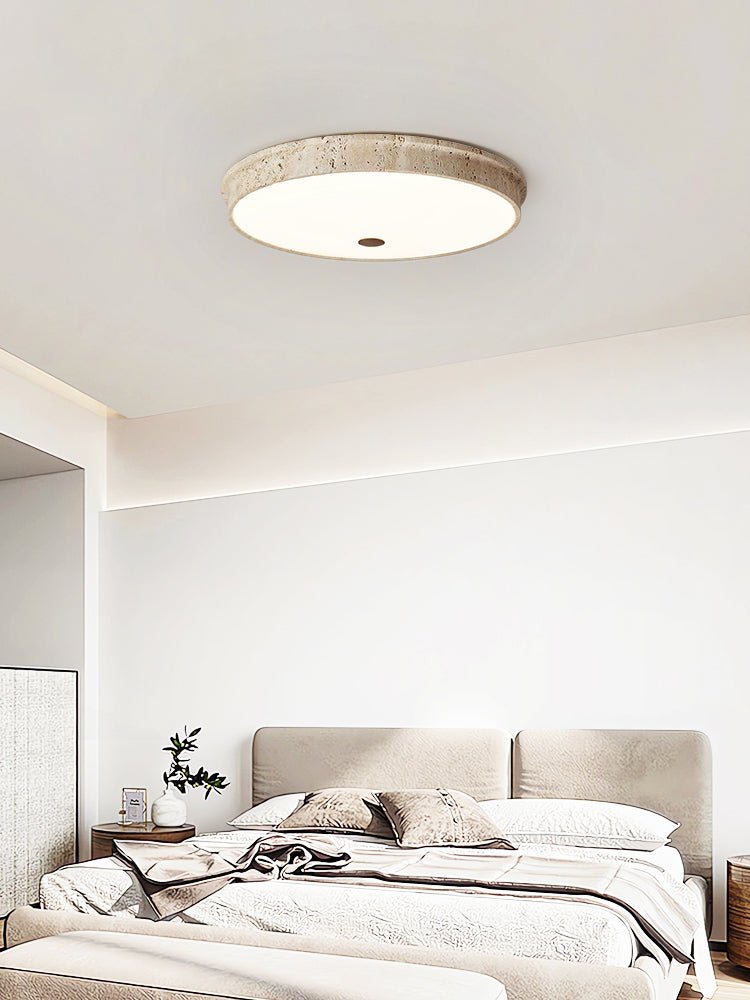 Seriraine plafondlamp met geel travertin