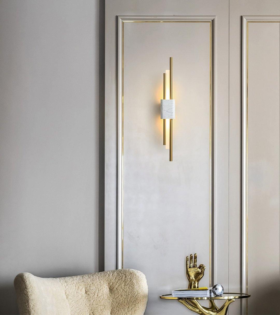 Evely Premium Noordse kunst wandlamp met marmer, met stekker