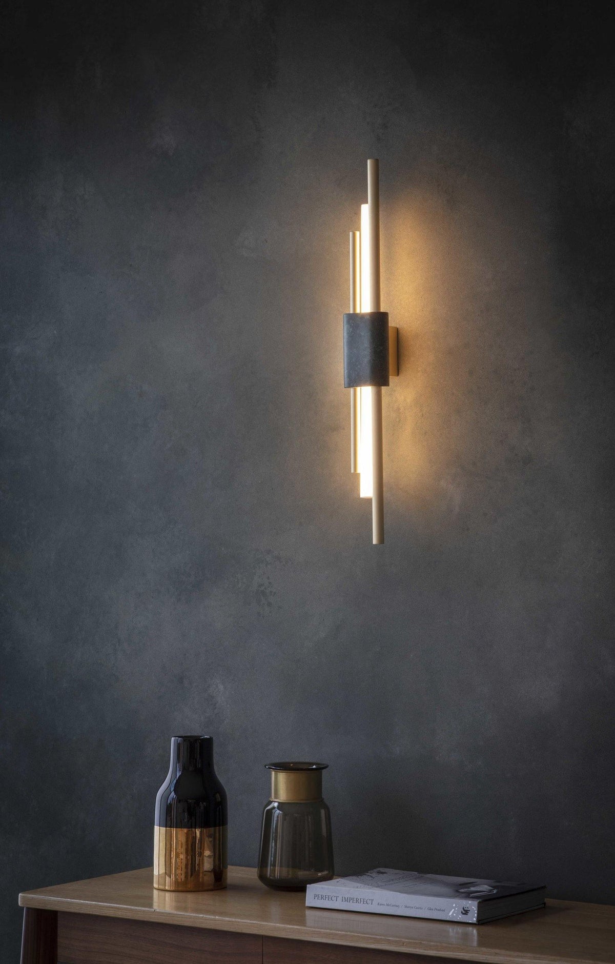 Evely Premium Noordse kunst wandlamp met marmer, met stekker