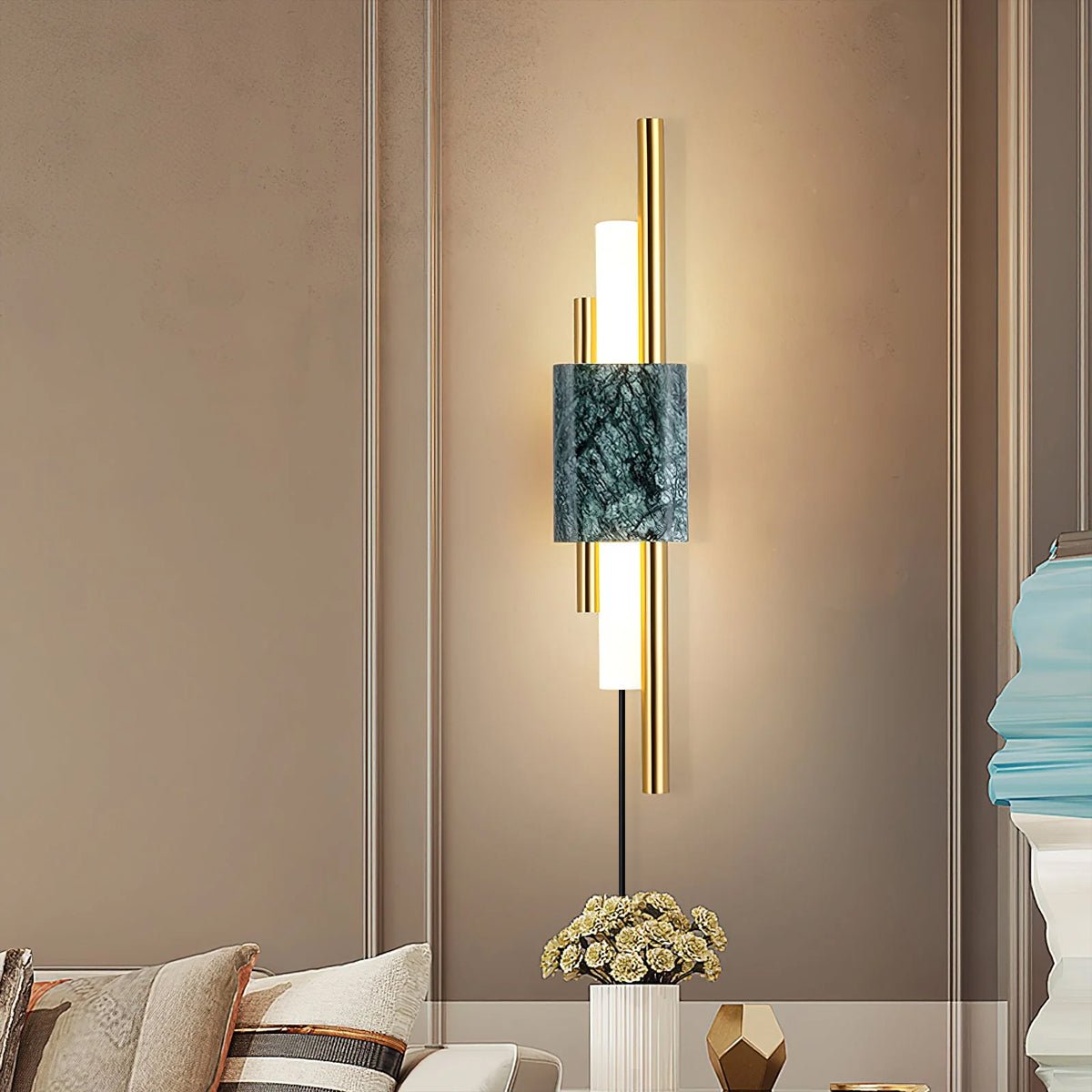Evely Premium Noordse kunst wandlamp met marmer, met stekker