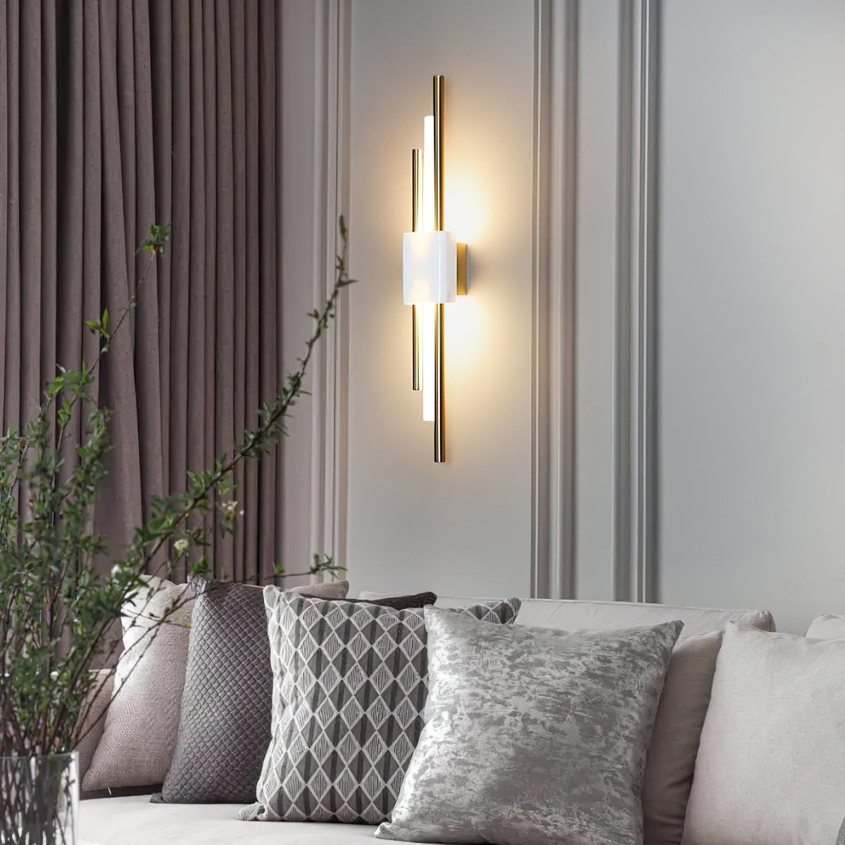 Evely Premium Noordse kunst wandlamp met marmer, met stekker