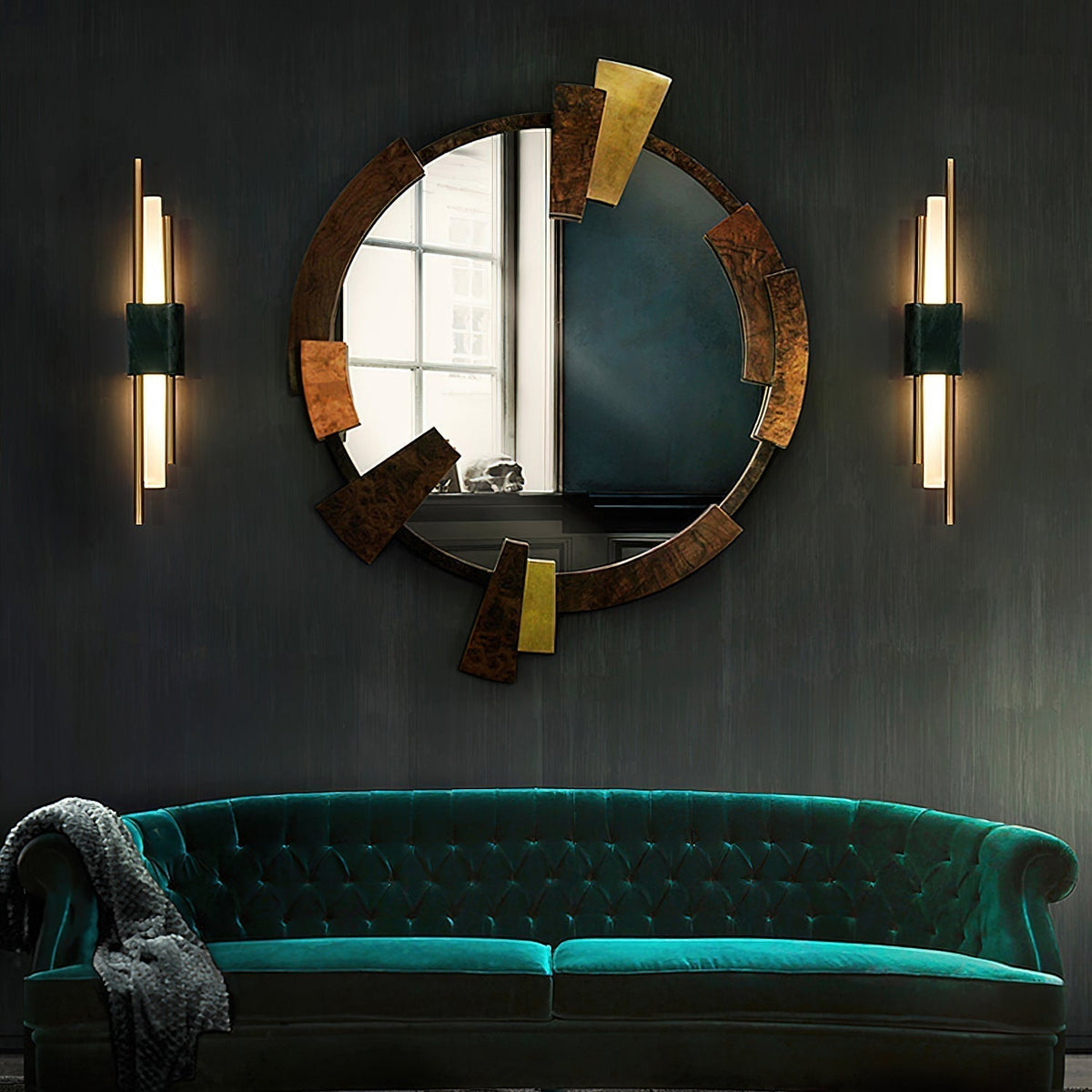 Evely Premium Noordse kunst wandlamp met marmer, met stekker
