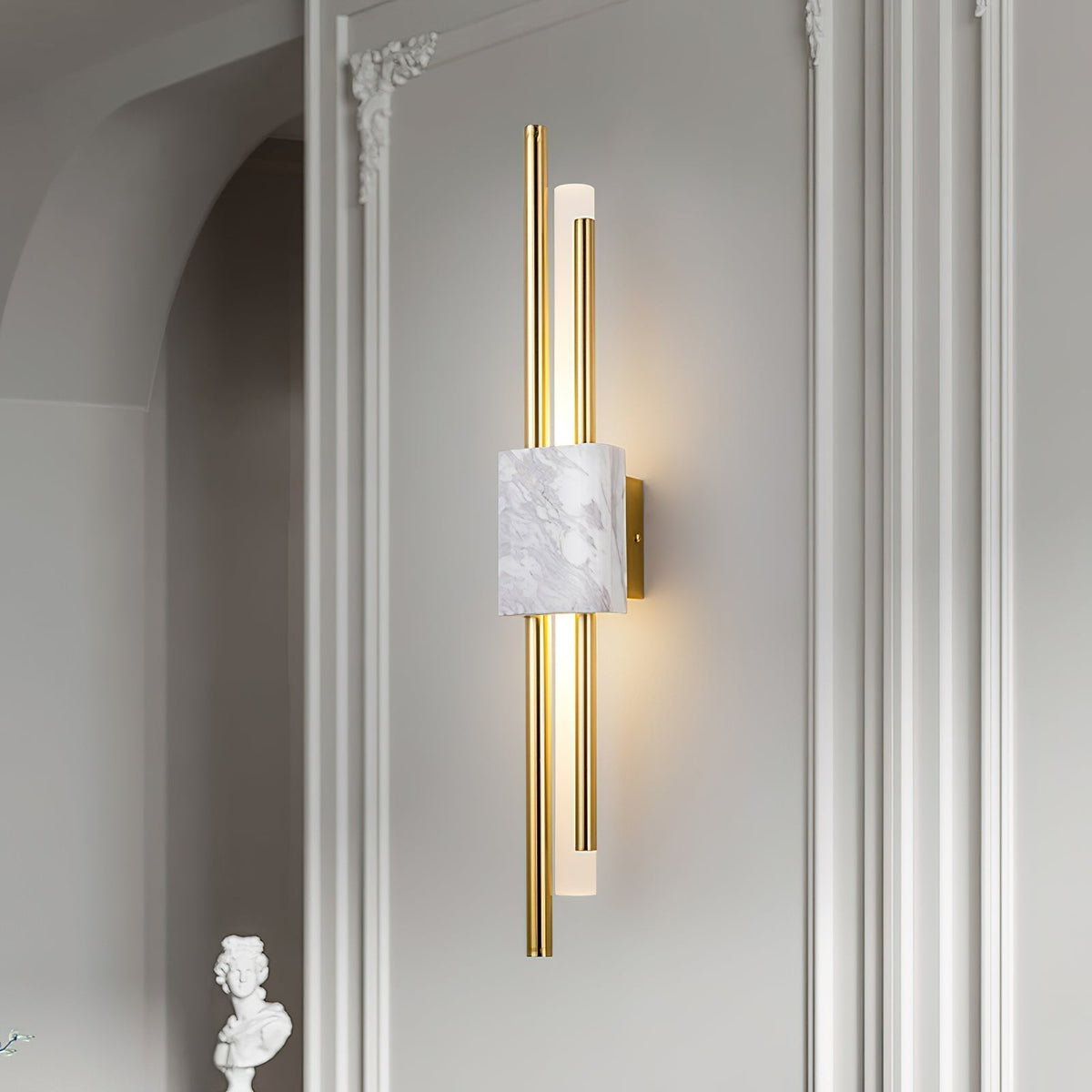 Evely Premium Noordse kunst wandlamp met marmer, met stekker