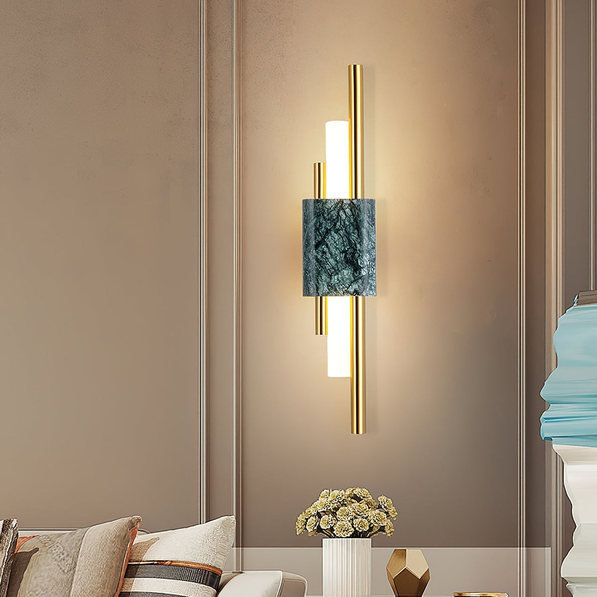 Evely Premium Noordse kunst wandlamp met marmer, met stekker