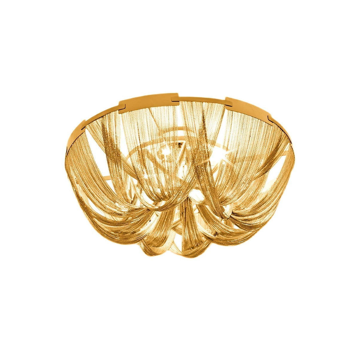 Talj plafondlamp met ketting van aluminium en tassel in nikkel