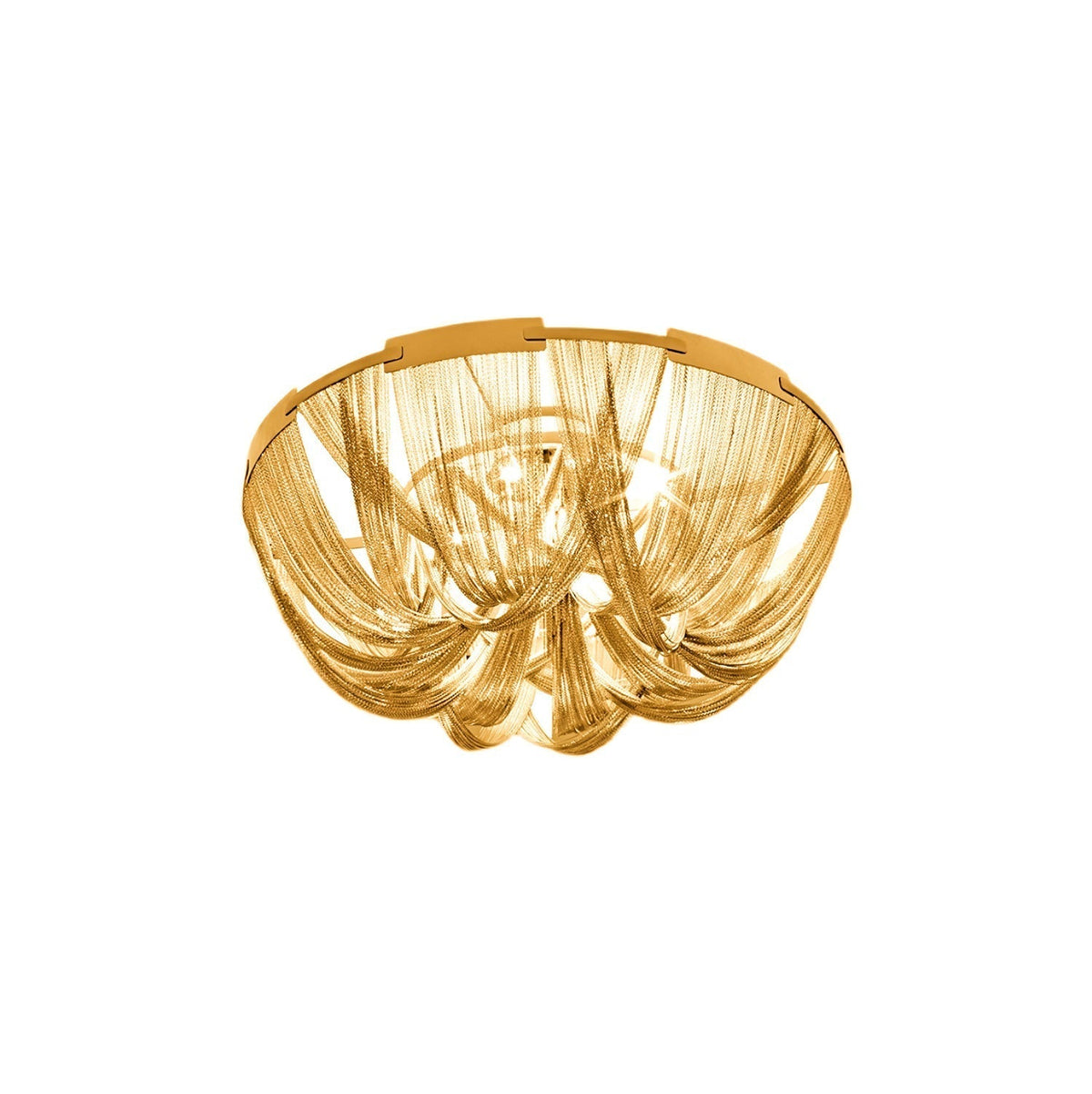 Talj plafondlamp met ketting van aluminium en tassel in nikkel