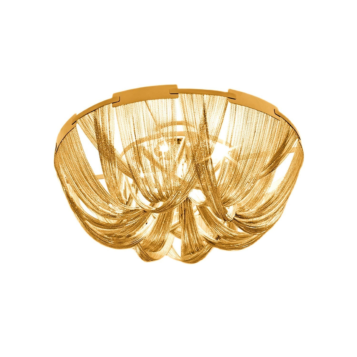Talj plafondlamp met ketting van aluminium en tassel in nikkel