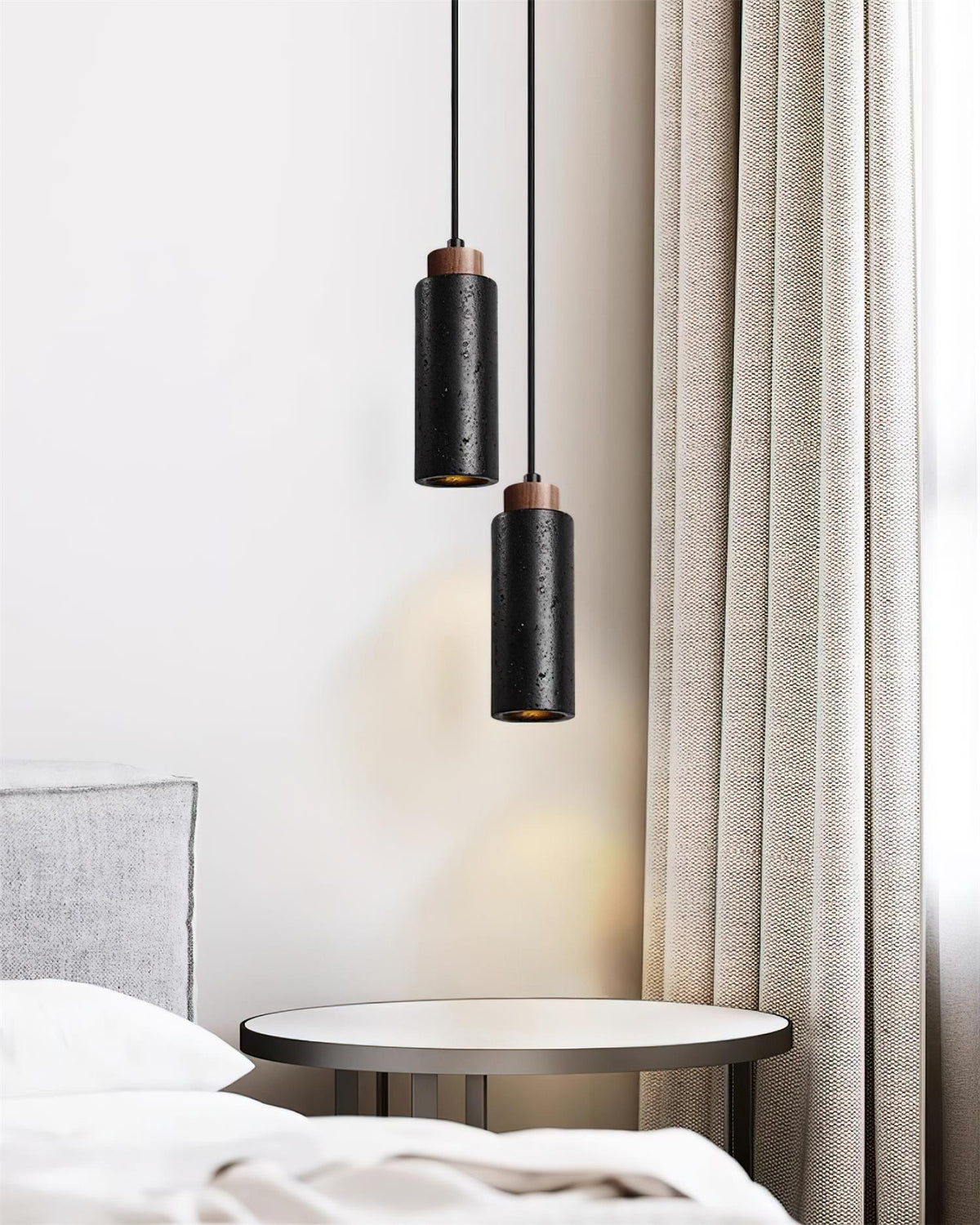 Nerova hanglamp travertin hout minimalistisch