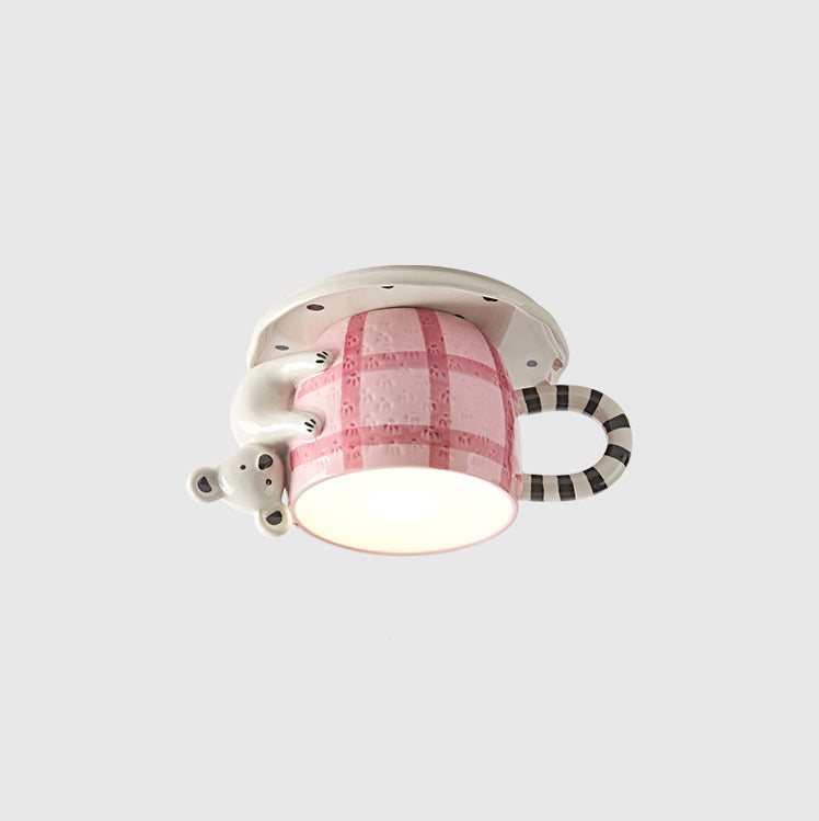 Cozette Vlakke plafondlamp in vorm van een mok