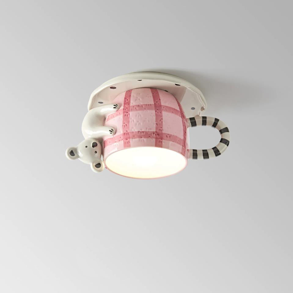 Cozette Vlakke plafondlamp in vorm van een mok
