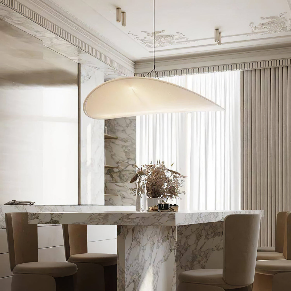 Larenol hanglamp van glas van papier en glasvezel