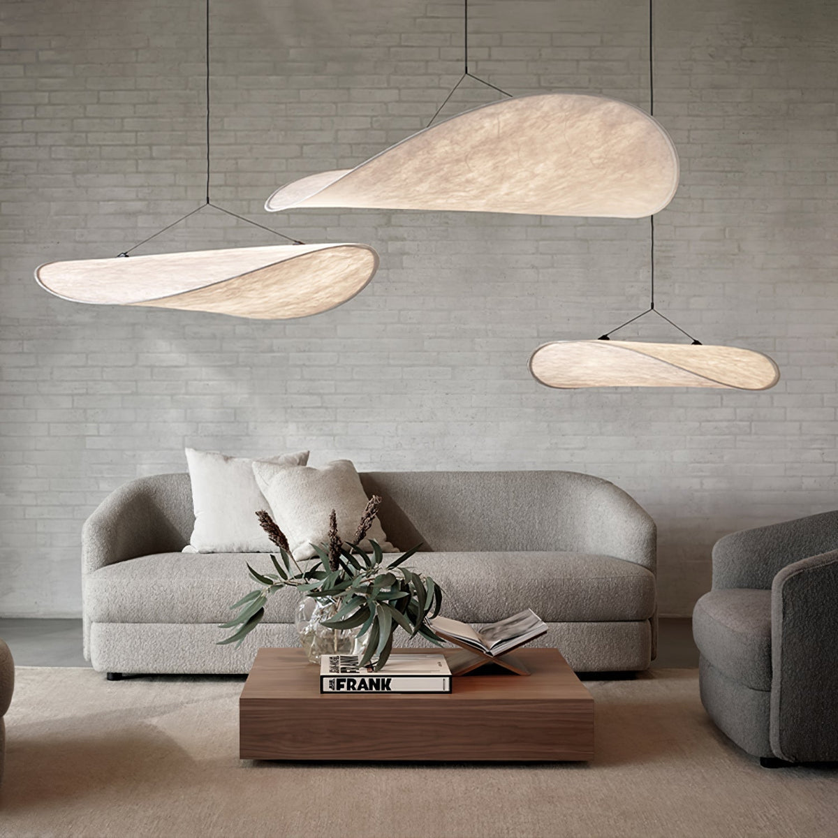 Larenol hanglamp van glas van papier en glasvezel