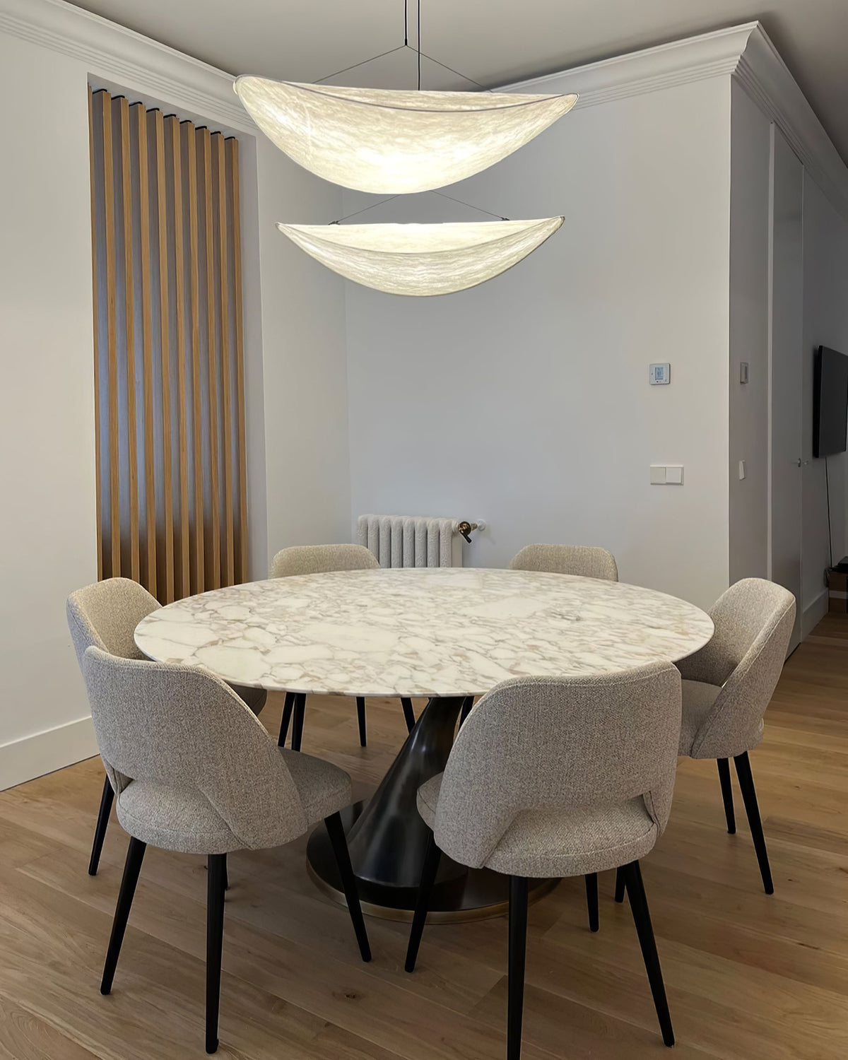 Larenol hanglamp van glas van papier en glasvezel