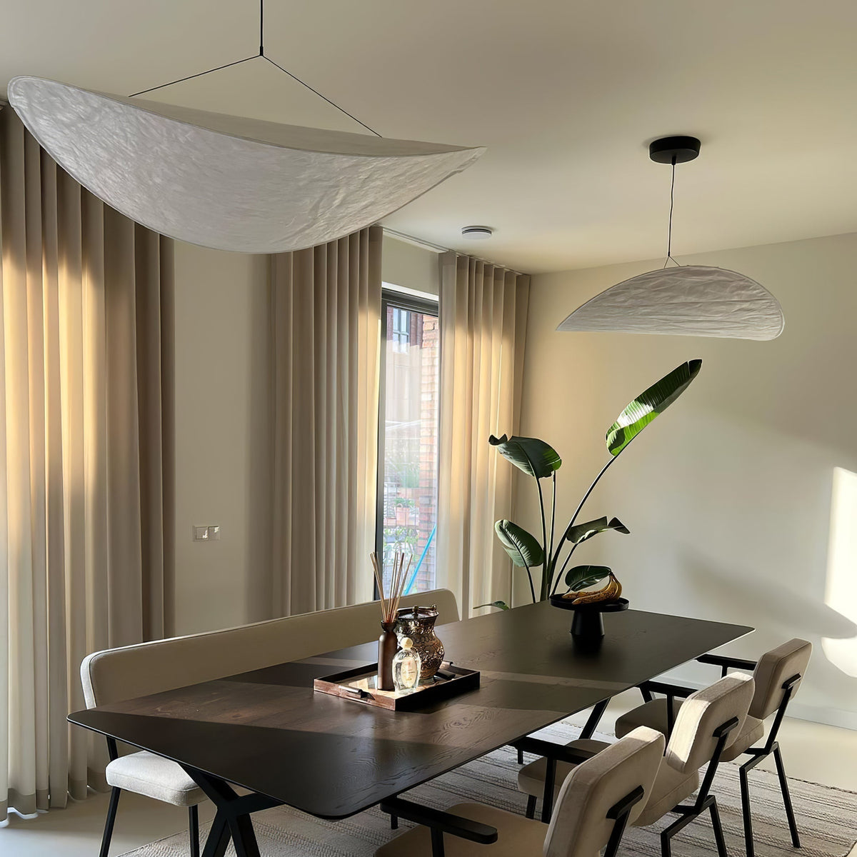 Larenol hanglamp van glas van papier en glasvezel