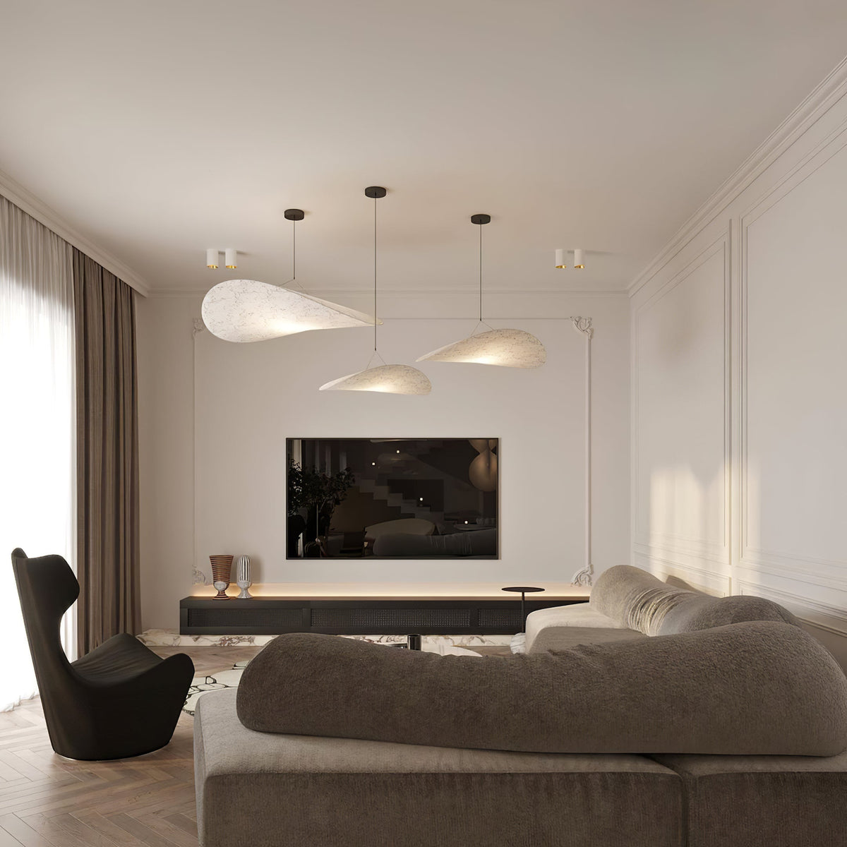 Larenol hanglamp van glas van papier en glasvezel