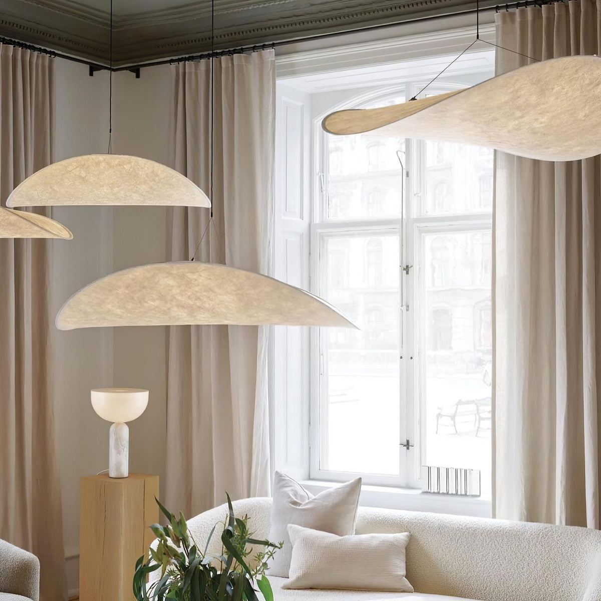 Larenol hanglamp van glas van papier en glasvezel