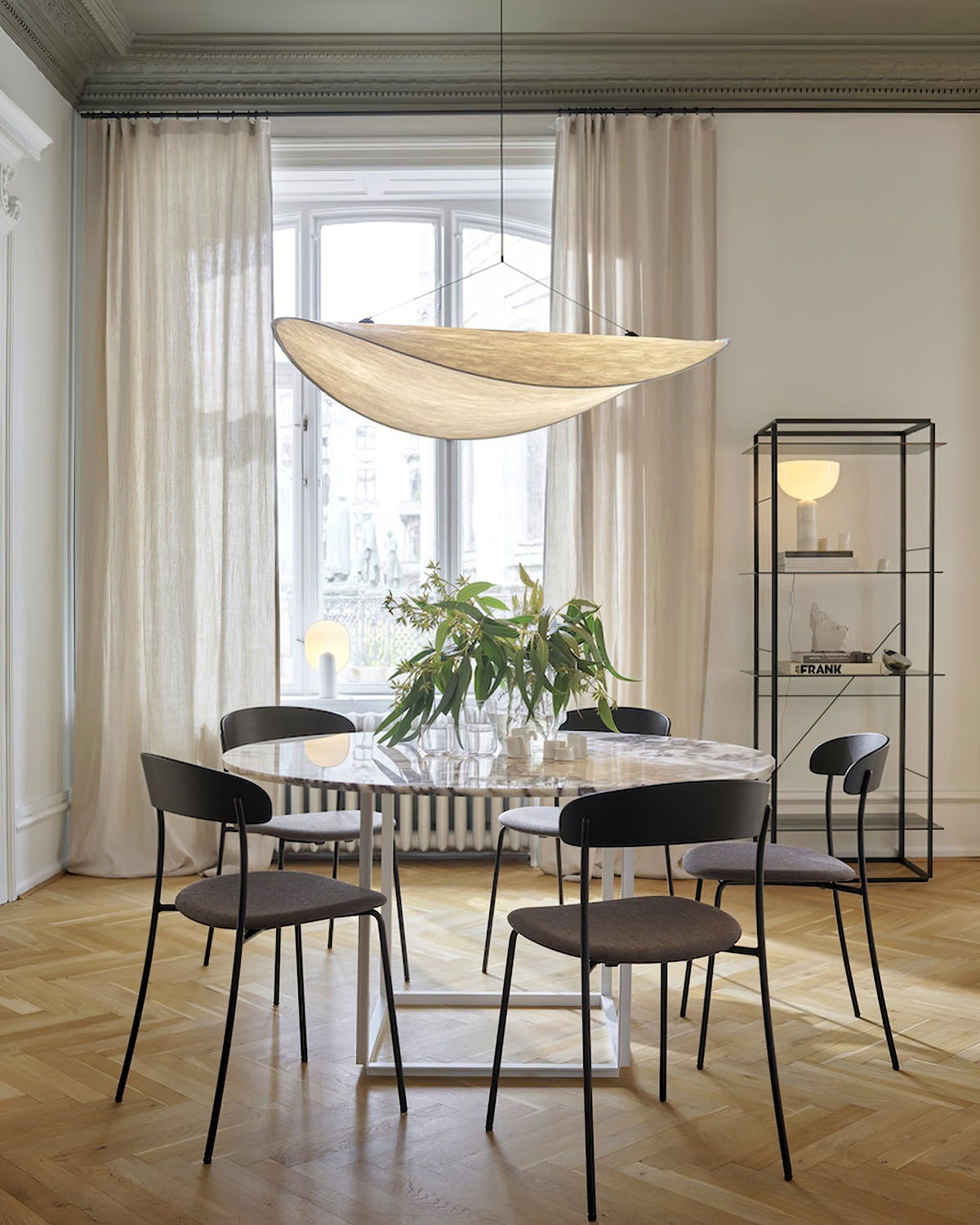 Larenol hanglamp van glas van papier en glasvezel