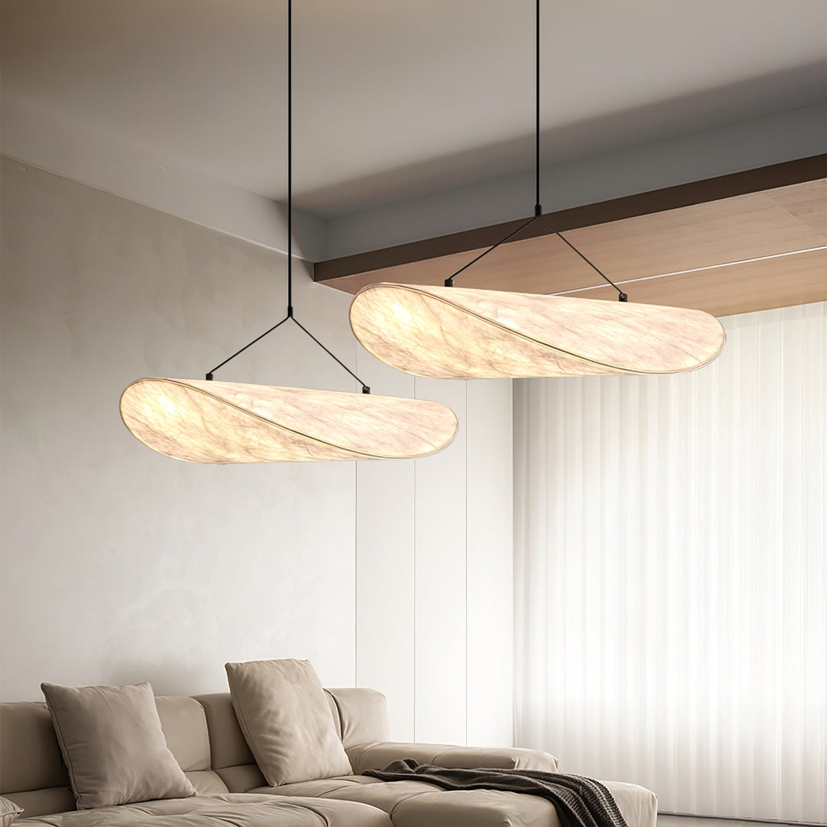 Luminette minimalistisch hanglamp van zijde