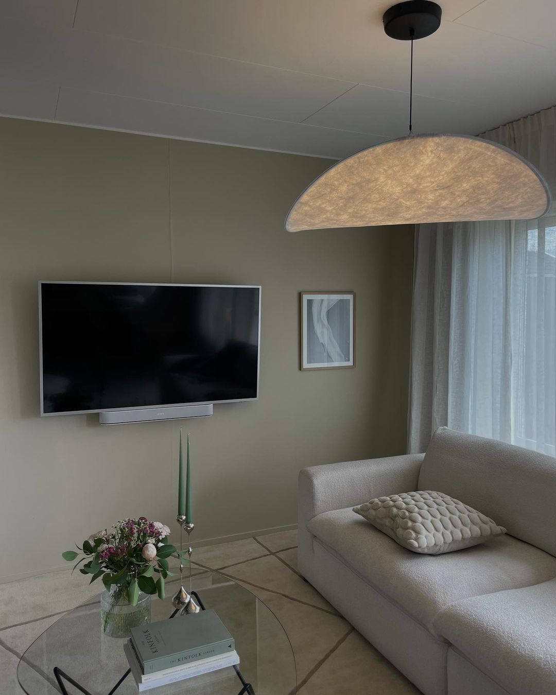 Larenol hanglamp van glas van papier en glasvezel