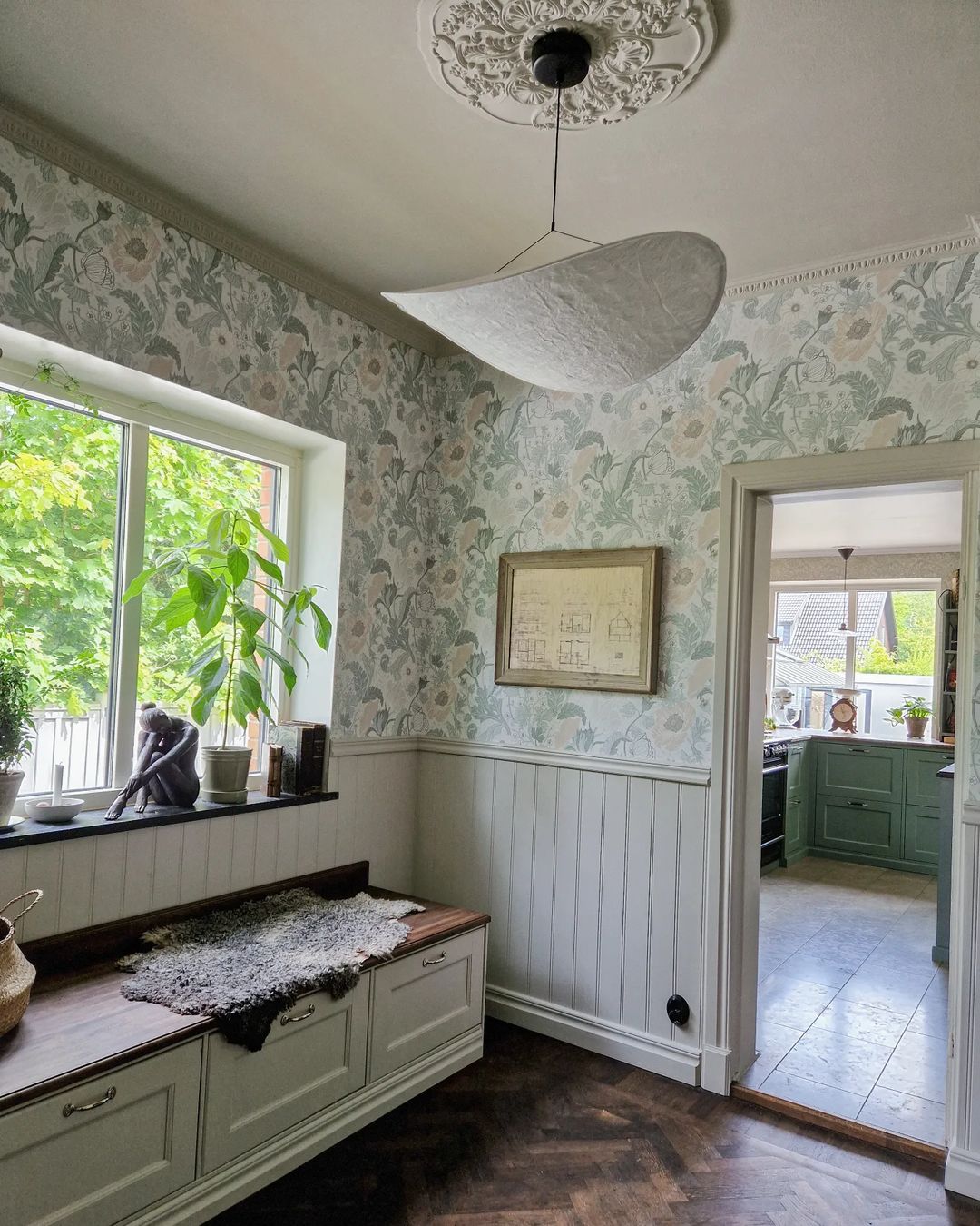 Larenol hanglamp van glas van papier en glasvezel
