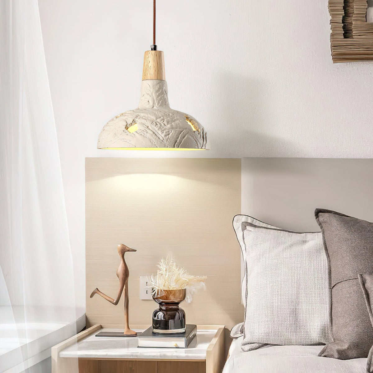 Ormarion Noordse kunst gehouwen cement hanglamp