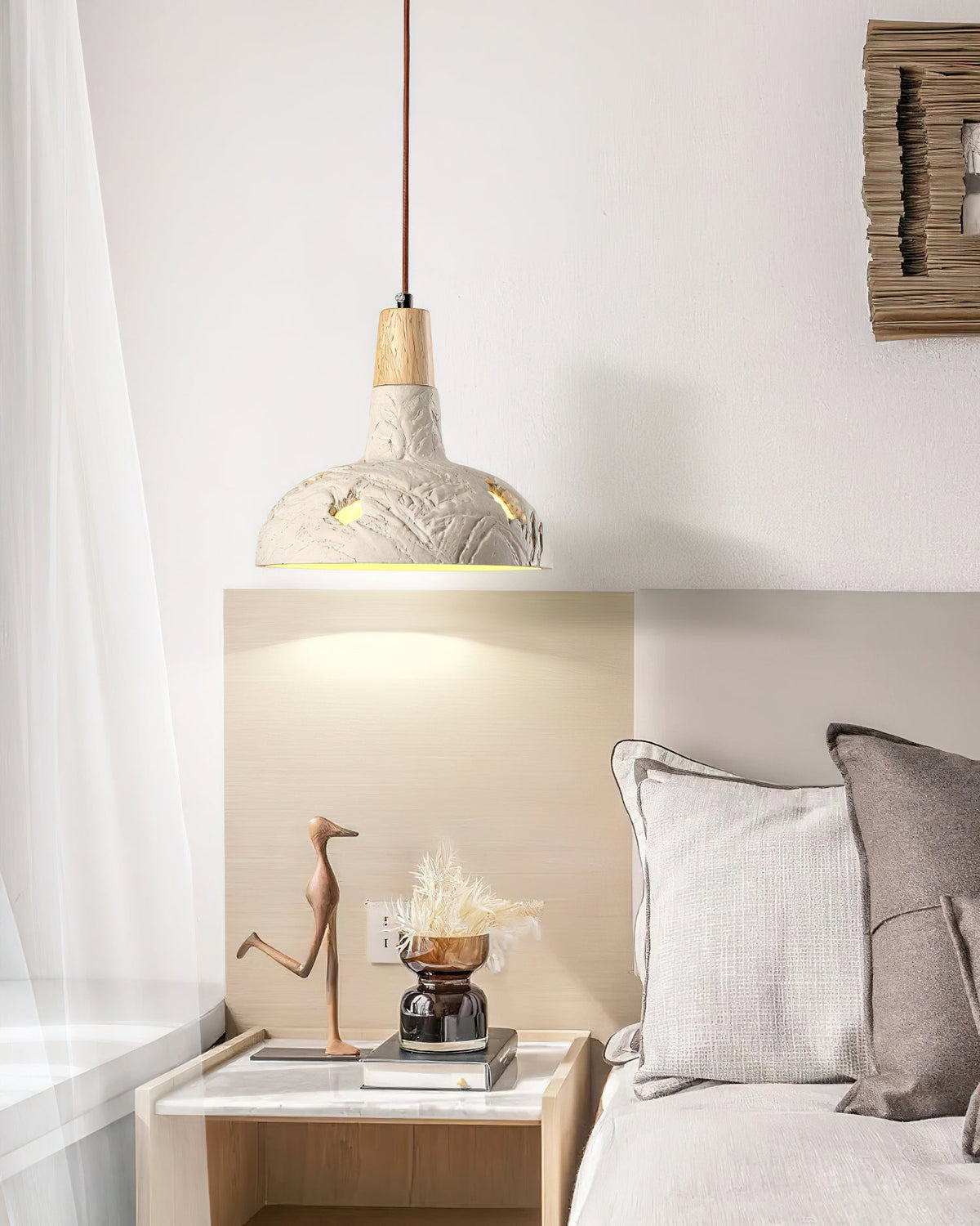 Ormarion Noordse kunst gehouwen cement hanglamp