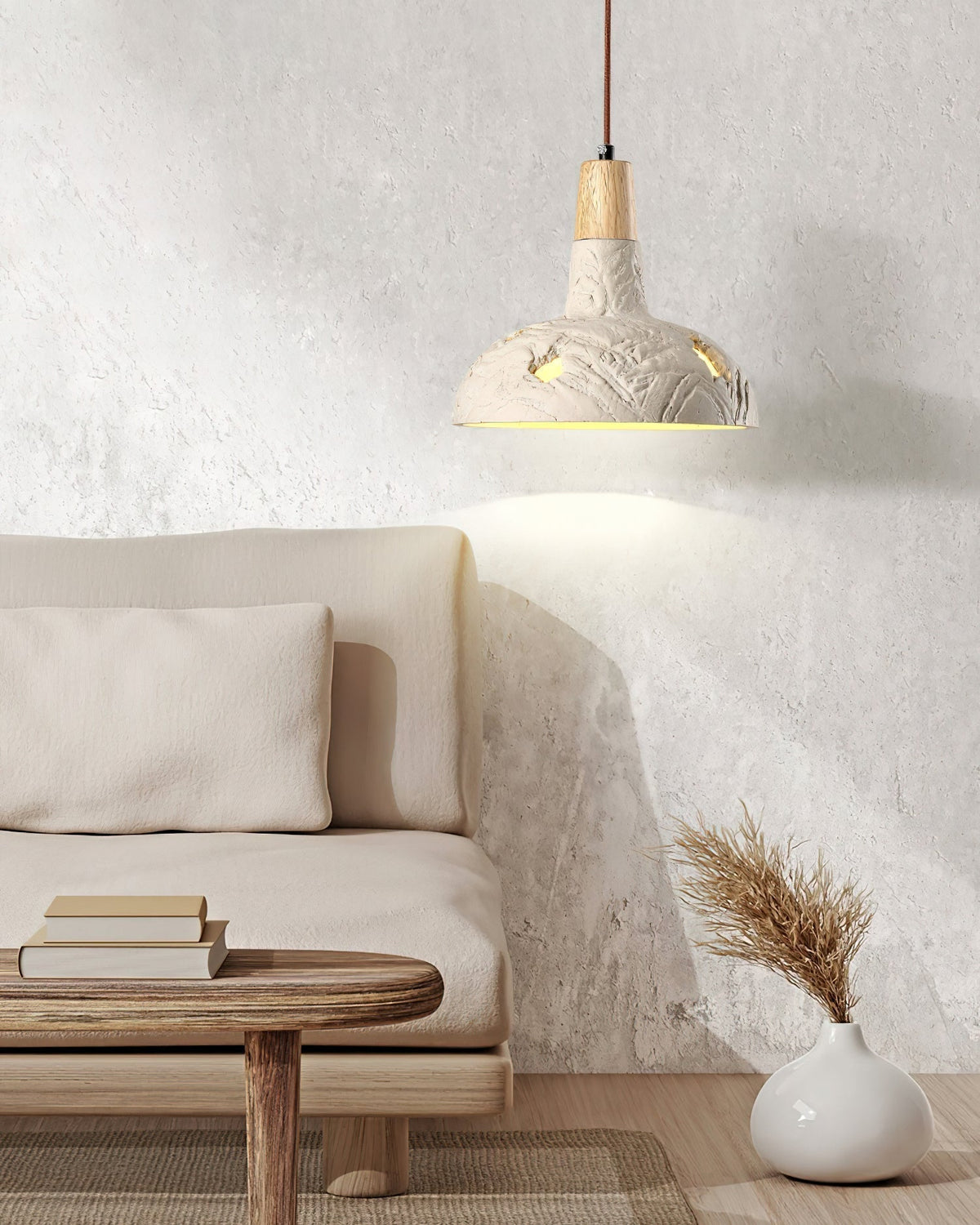Ormarion Noordse kunst gehouwen cement hanglamp