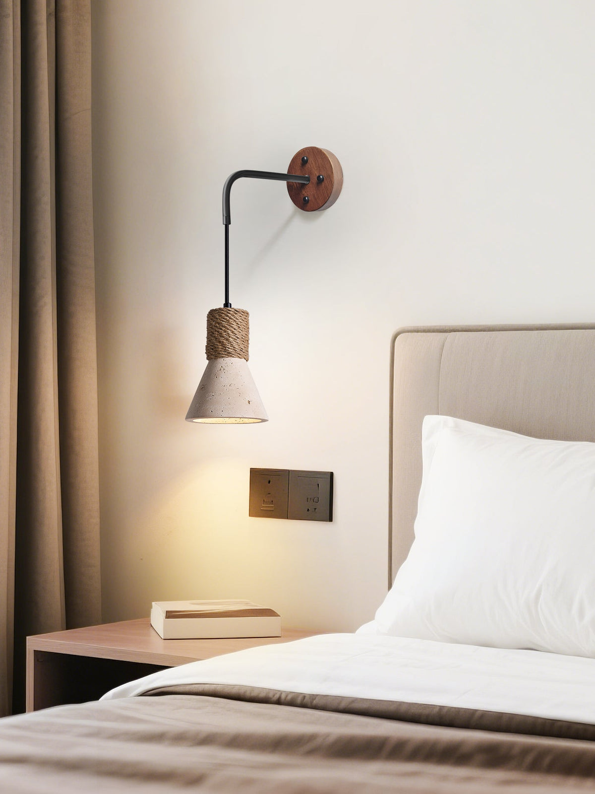 Litz Vintage Geel travertin Koor wandlamp