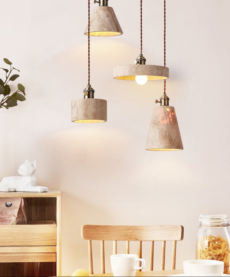 Ralv Minimalistisch Geel Travertin Hanglamp Set