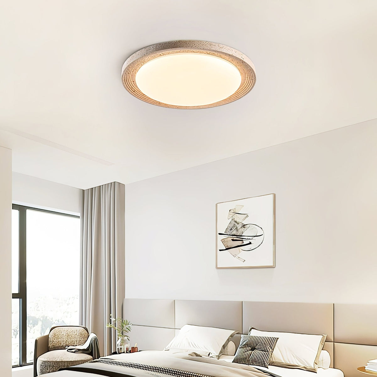 Orinir minimalistische plafondlamp van geel travertin