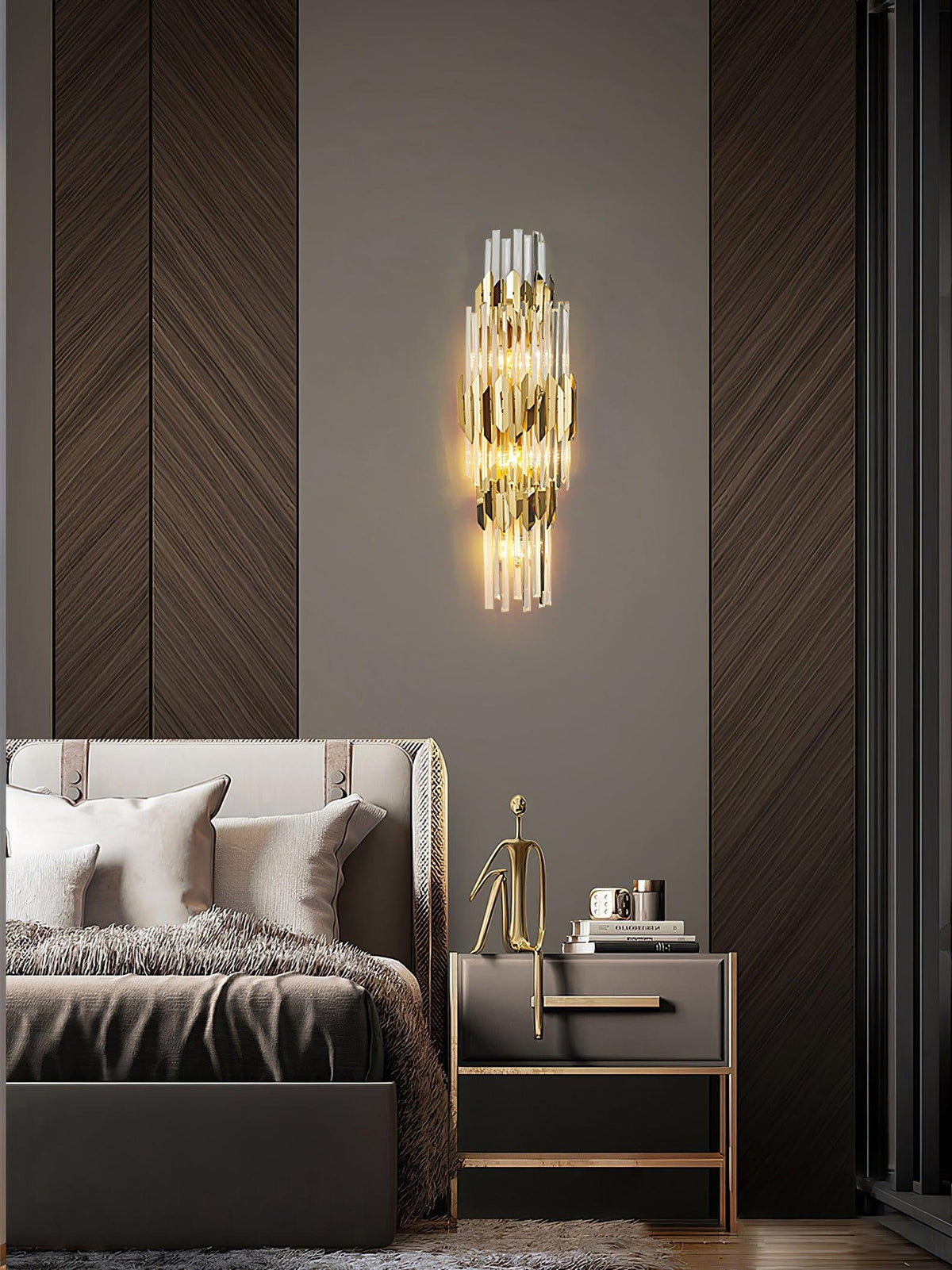 Elyoaria wandlamp met drie lagen kristal in Nordic-art stijl