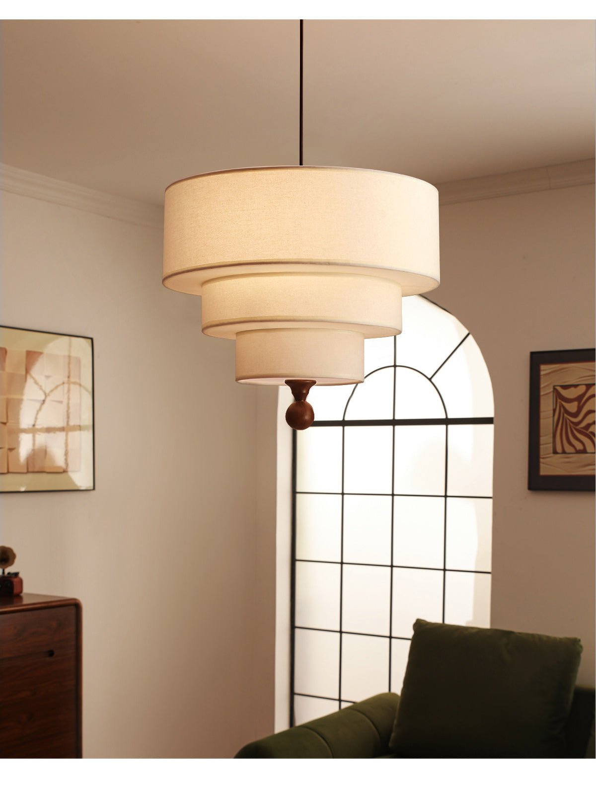Calderin hanglamp met drie lagen van stoffen