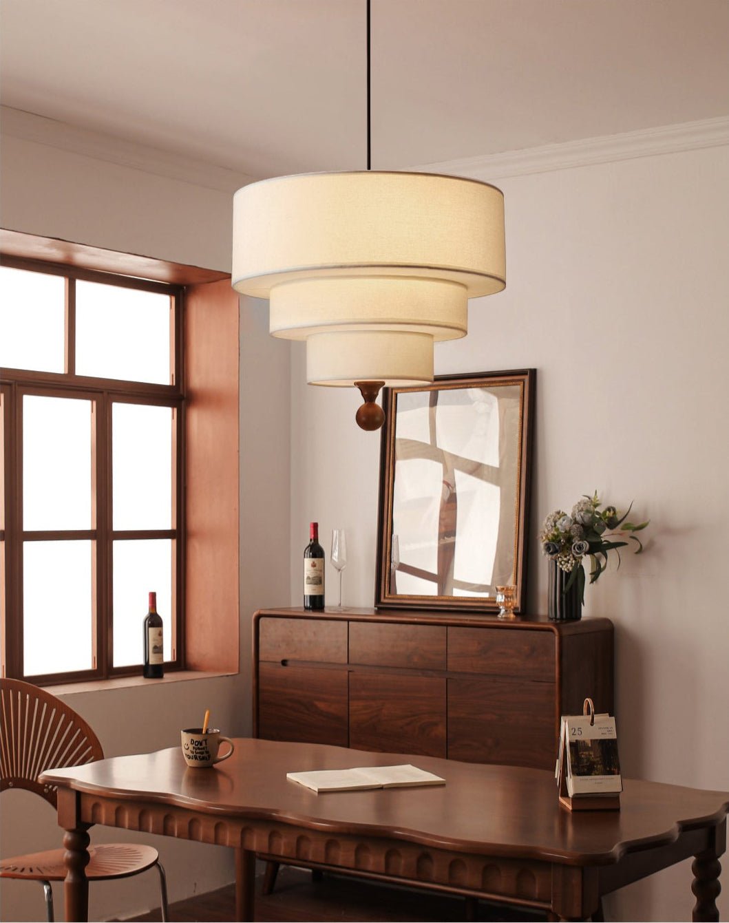 Calderin hanglamp met drie lagen van stoffen