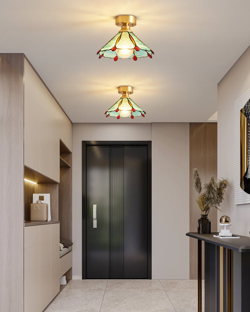 Revely plafondlamp Vintage Floral Stainedglass