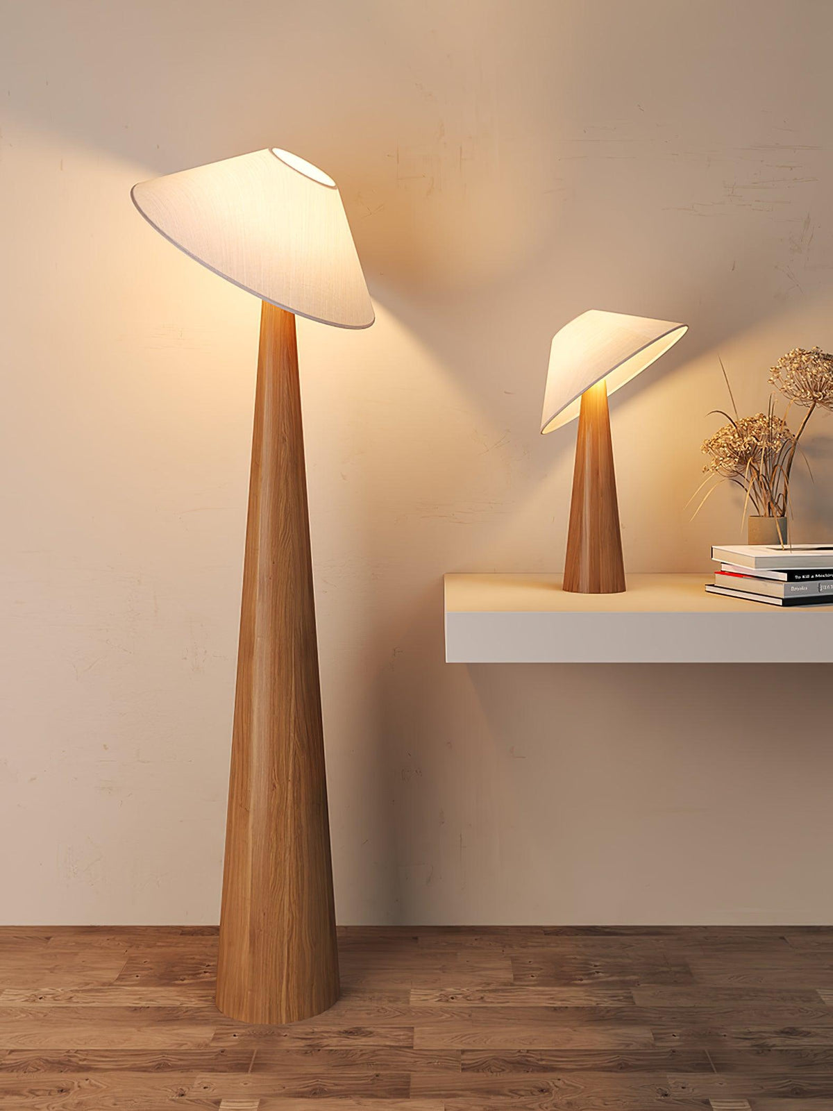 Vosile sculpturale tafellamp van hout