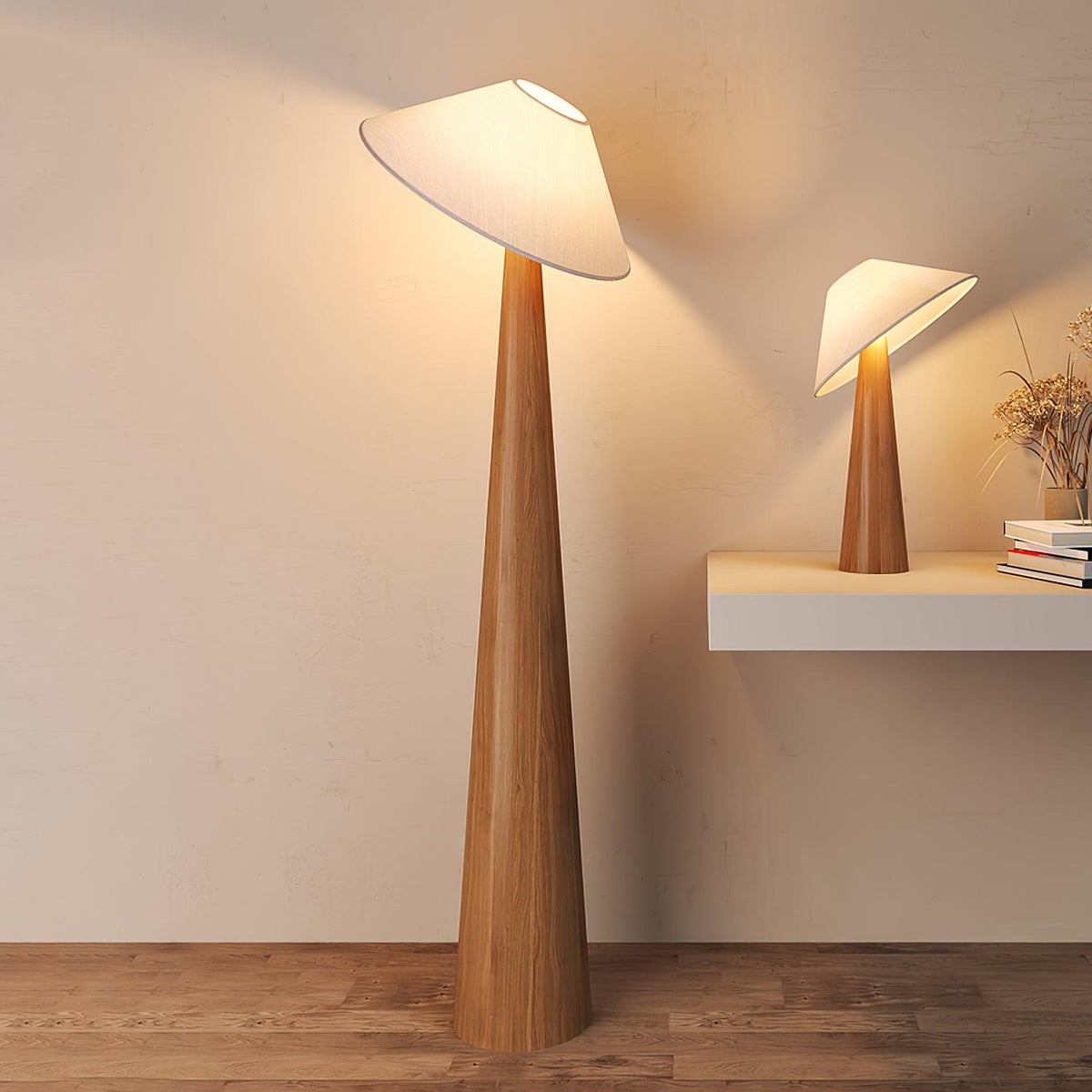 Vosile sculpturale tafellamp van hout