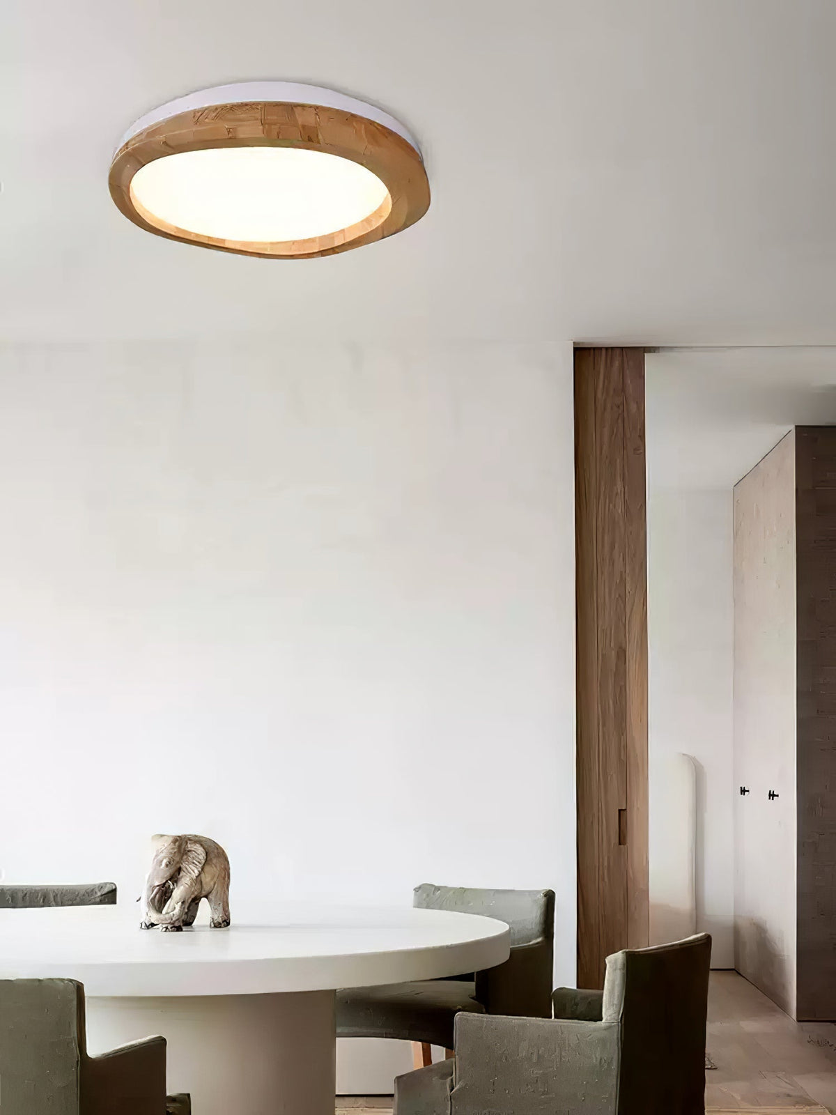 Artalis walnoothout vlakke plafondlamp