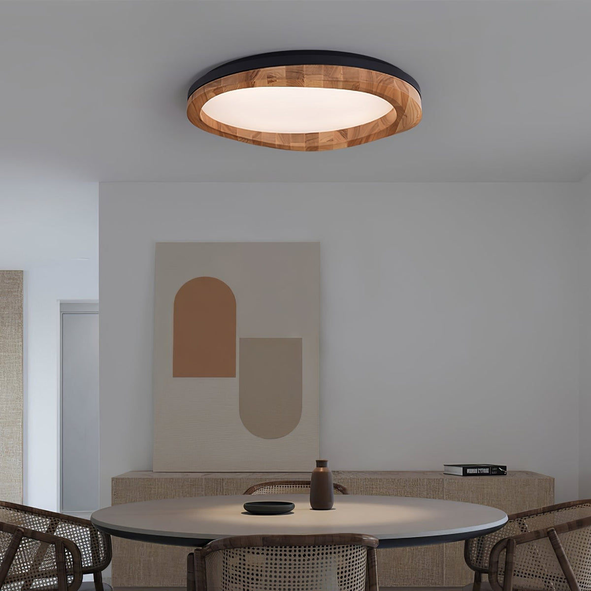 Artalis walnoothout vlakke plafondlamp